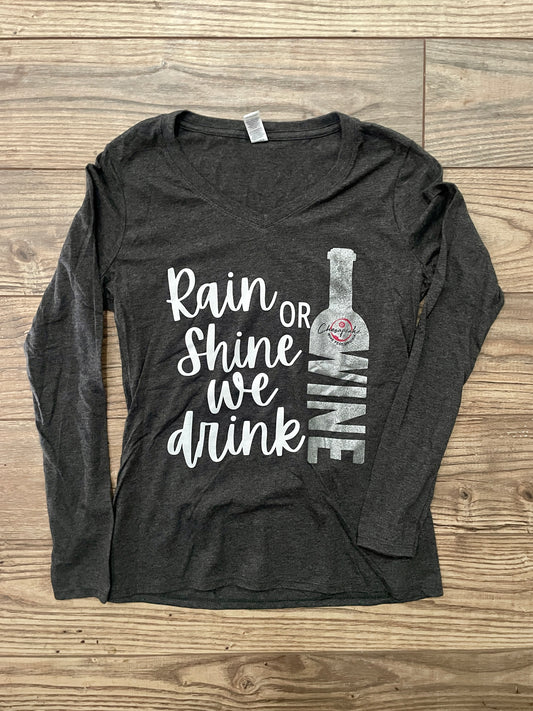 Rain or Shine Long Sleeve V-Neck Tee (Heather Grey)