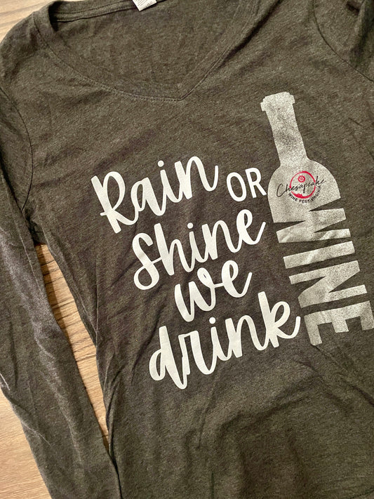 Rain or Shine Long Sleeve V-Neck Tee (Heather Grey)