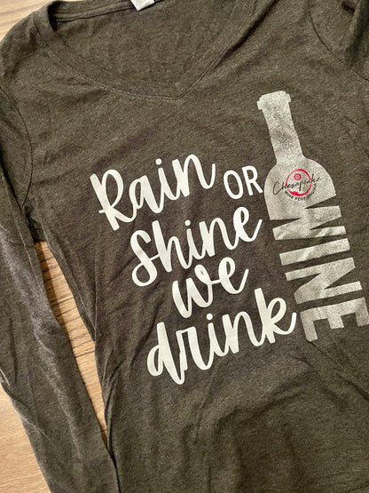 Rain or Shine Long Sleeve V-Neck Tee (Heather Grey)